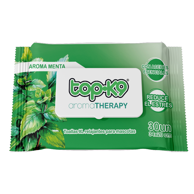 AromaTherapy Topk9 Toalla húmeda relajante XG 30 unidades Menta