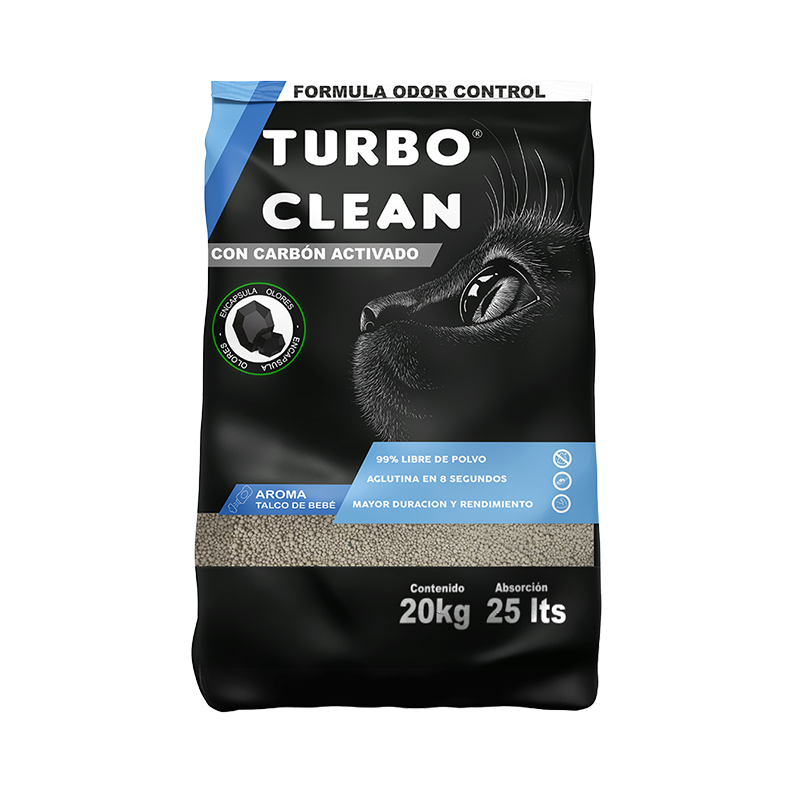 Arena Aglutinante Turbo Clean aroma Talco de bebé (20 kilos)