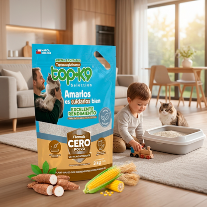Arena Sanitaria TopK9 Selection Tapioca Cero Polvo 3 kg / 6 L