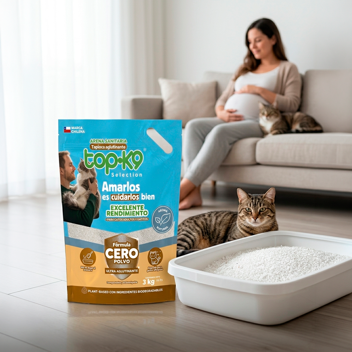 Arena Sanitaria TopK9 Selection Tapioca Cero Polvo 3 kg / 6 L
