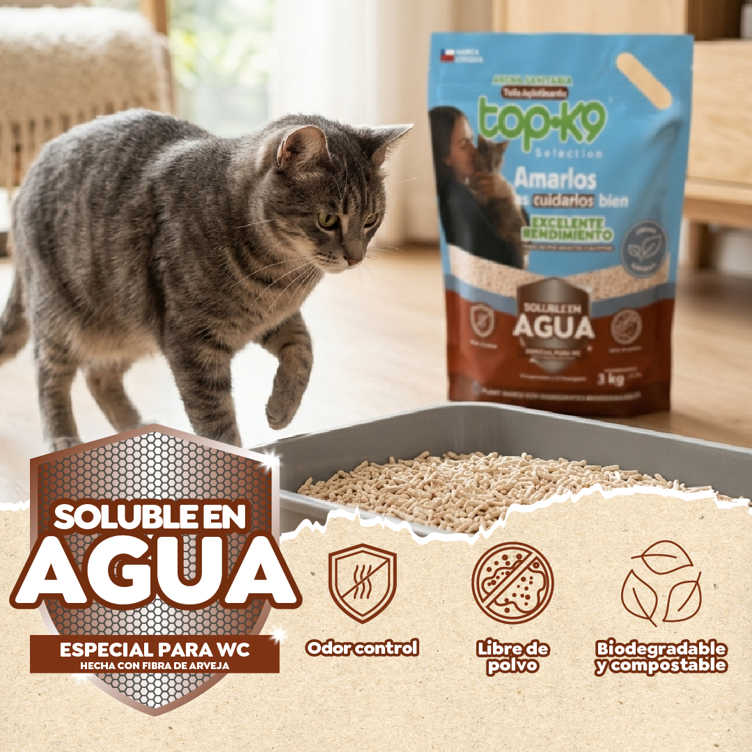 Arena Sanitaria TopK9 Selection Tofu Aglutinante Aroma Natural 3 kg / 6 L