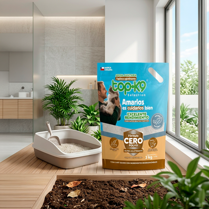 Arena Sanitaria TopK9 Selection Tapioca Cero Polvo 3 kg / 6 L