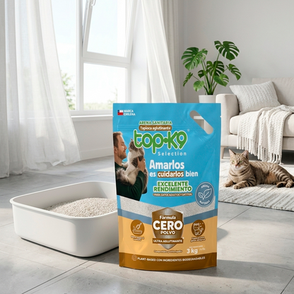 Arena Sanitaria TopK9 Selection Tapioca Cero Polvo 3 kg / 6 L