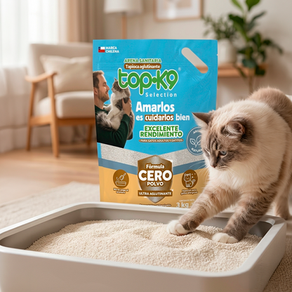 Arena Sanitaria TopK9 Selection Tapioca Cero Polvo 3 kg / 6 L