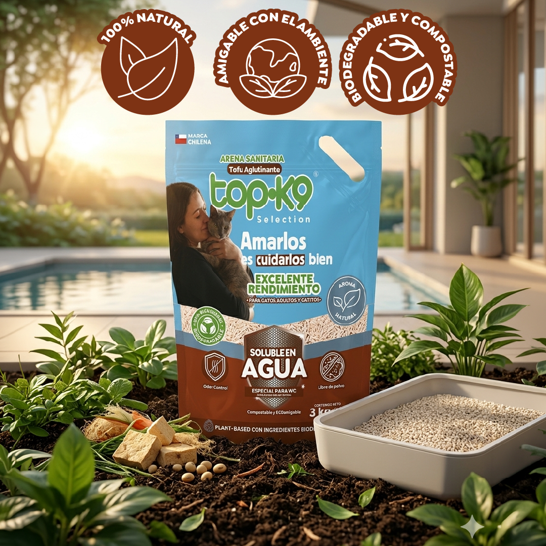 Arena Sanitaria TopK9 Selection Tofu Aglutinante Aroma Natural 3 kg / 6 L