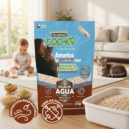 Arena Sanitaria TopK9 Selection Tofu Aglutinante Aroma Natural 3 kg / 6 L