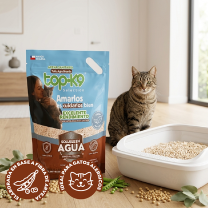 Arena Sanitaria TopK9 Selection Tofu Aglutinante Aroma Natural 3 kg / 6 L