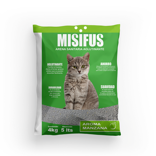 Arena Aglutinante Misifus aroma Manzana (4 Kilos)