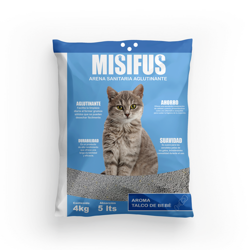 Arena Aglutinante Misifus aroma Talco de bebé (4 Kilos)