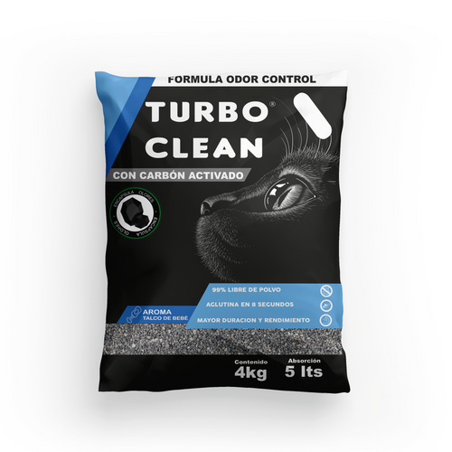 Arena Aglutinante Turbo Clean aroma Talco de bebé (4 Kilos)