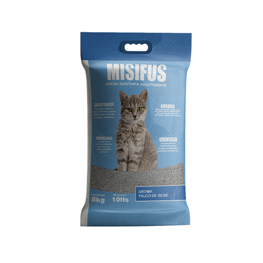 Arena Aglutinante Misifus aroma Talco de bebé (8 Kilos)