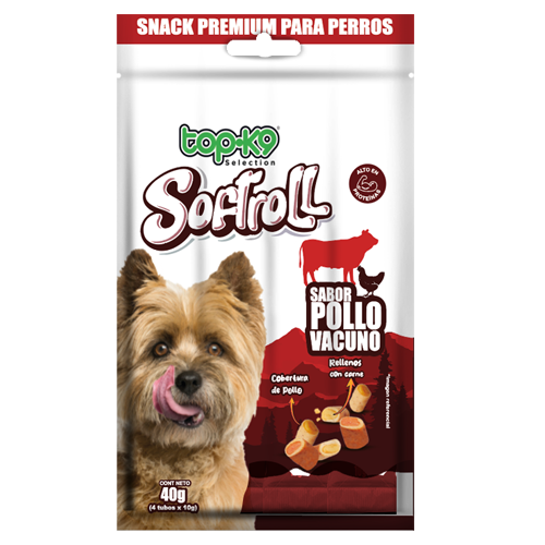 Snack SoftRoll Sabor Pollo y Vacuno (Perros) 40gr