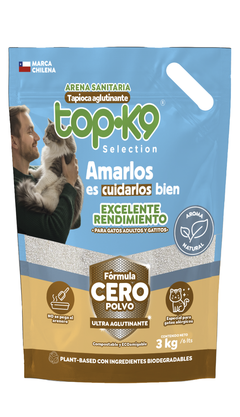 Arena Sanitaria TopK9 Selection Tapioca Cero Polvo 3 kg / 6 L