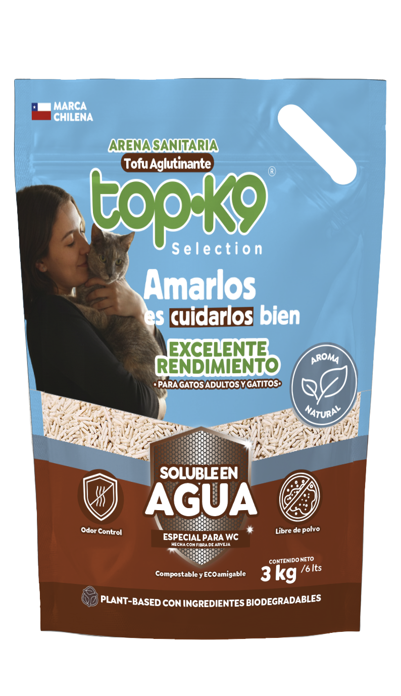 Arena Sanitaria TopK9 Selection Tofu Aglutinante Aroma Natural 3 kg / 6 L
