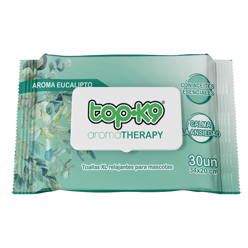 AromaTherapy Topk9 Toalla húmeda relajante XG 30 unidades aroma Eucalipto
