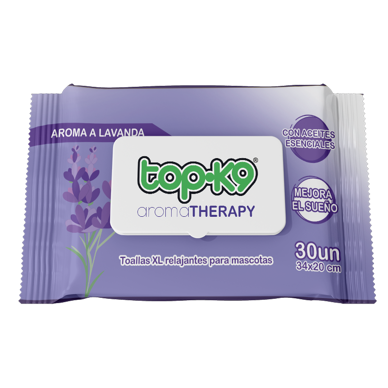 AromaTherapy Topk9 Toalla húmeda relajante XG 30 unidades aroma Lavanda