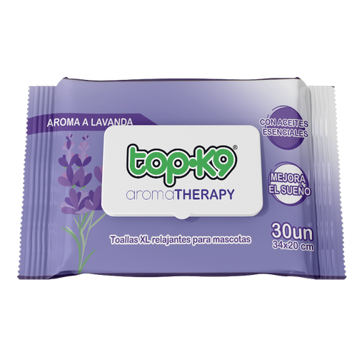 AromaTherapy Topk9 Toalla húmeda relajante XG 30 unidades aroma Lavanda