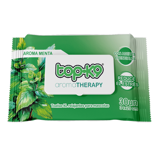 AromaTherapy Topk9 Toalla húmeda relajante XG 30 unidades Menta