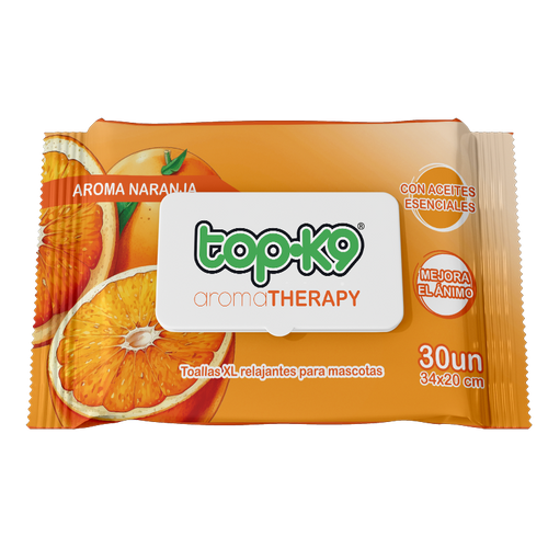 AromaTherapy Topk9 Toalla húmeda relajante XG 30 unidades aroma Naranja