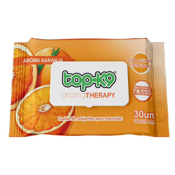 AromaTherapy Topk9 Toalla húmeda relajante XG 30 unidades aroma Naranja