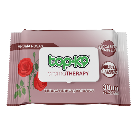 AromaTherapy Topk9 Toalla húmeda relajante XG 30 unidades aroma Rosas
